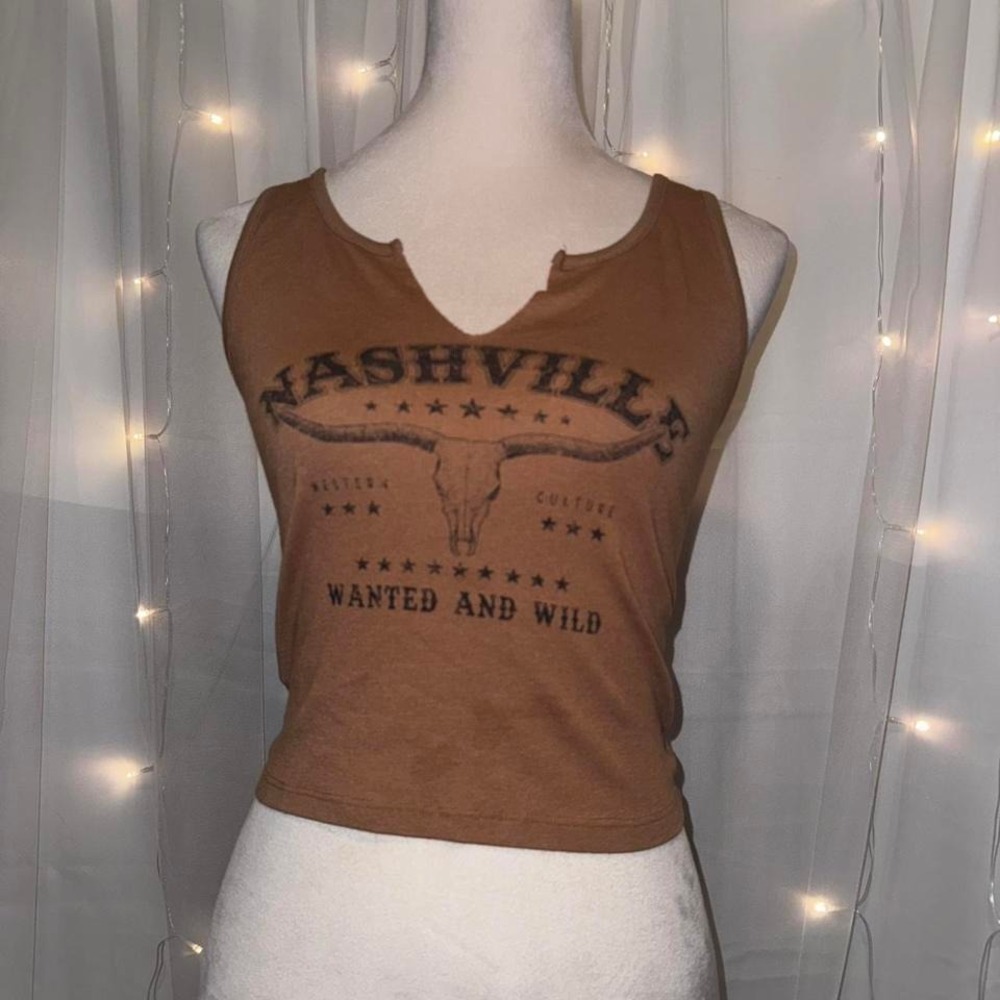 Threads on 9th,Graphic Crop Top, Women's Western Tank, Sz S, Country Y2K Style